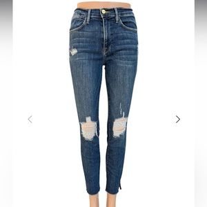 Frame Le High Skinny Raw Edge Slit Rivet Jeans, Sz 28 - LIKE NEW!